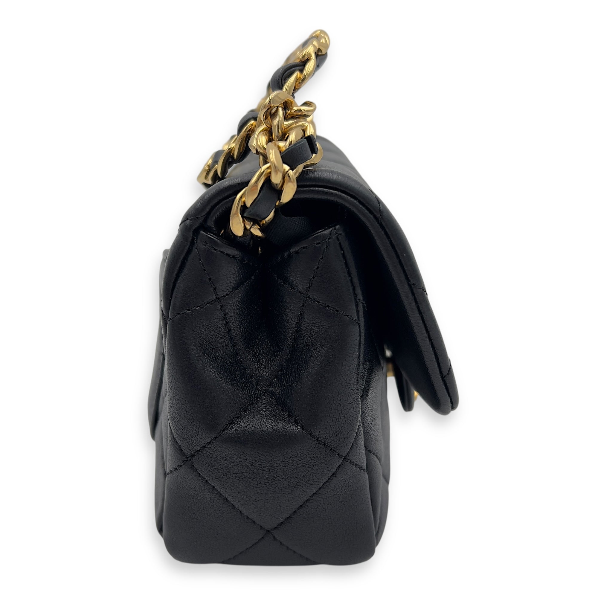 Chanel CC Flap  Top Handle Bag Black in Calfskin, Gold hardware_3