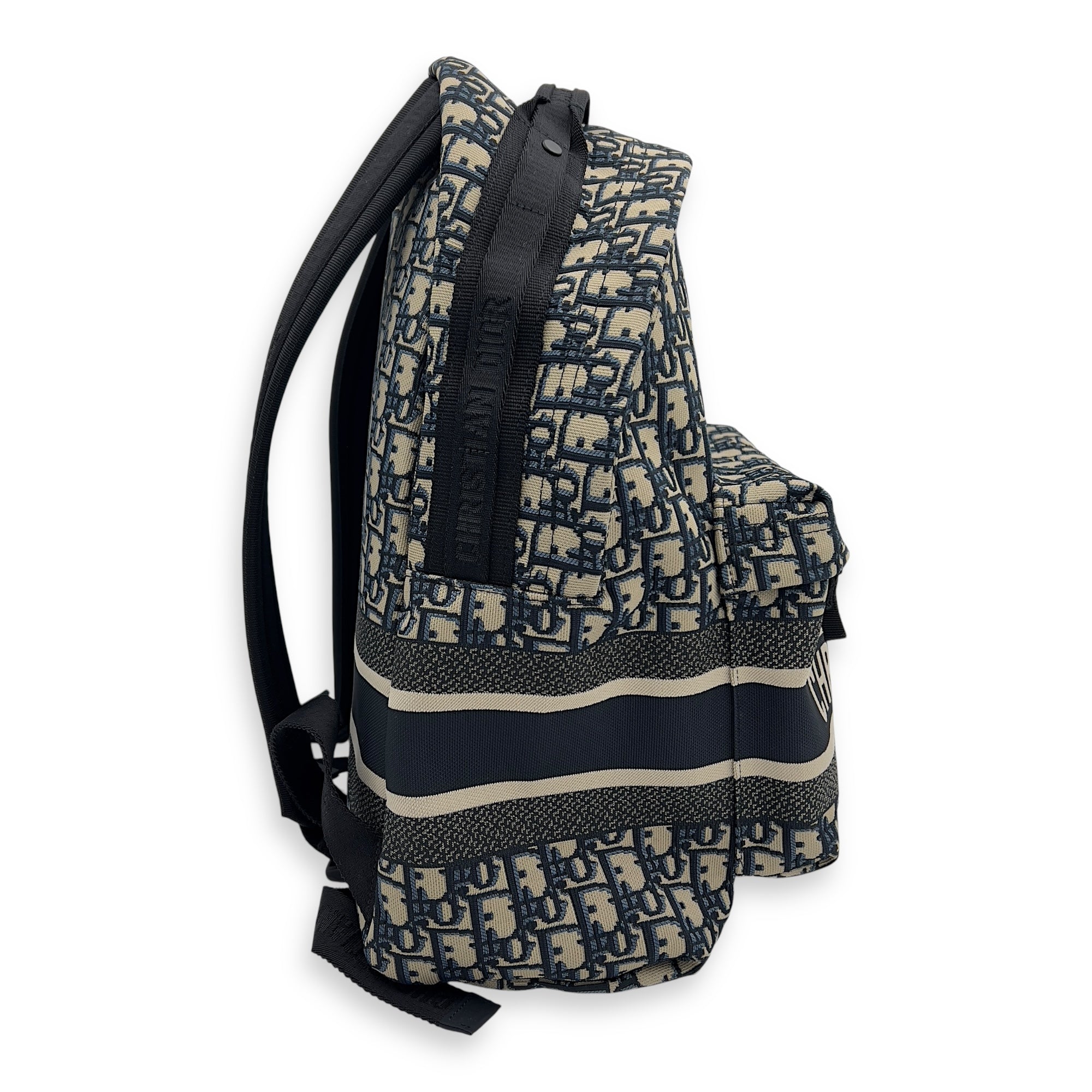 Dior Oblique Blue Backpack in Jacquard, Lacquered Metal hardware_3