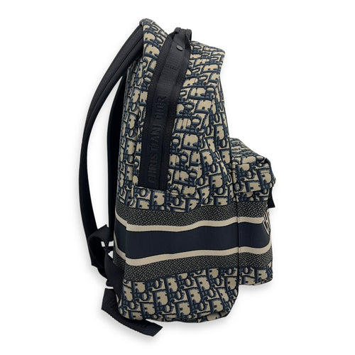 Dior Oblique Blue Backpack in Jacquard, Lacquered Metal hardware_3