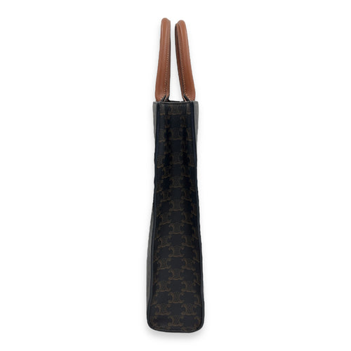 Celine Cabas Triomphe Vertical Brown Top Handle Bag in Coated Canvas, Gold hardware_3