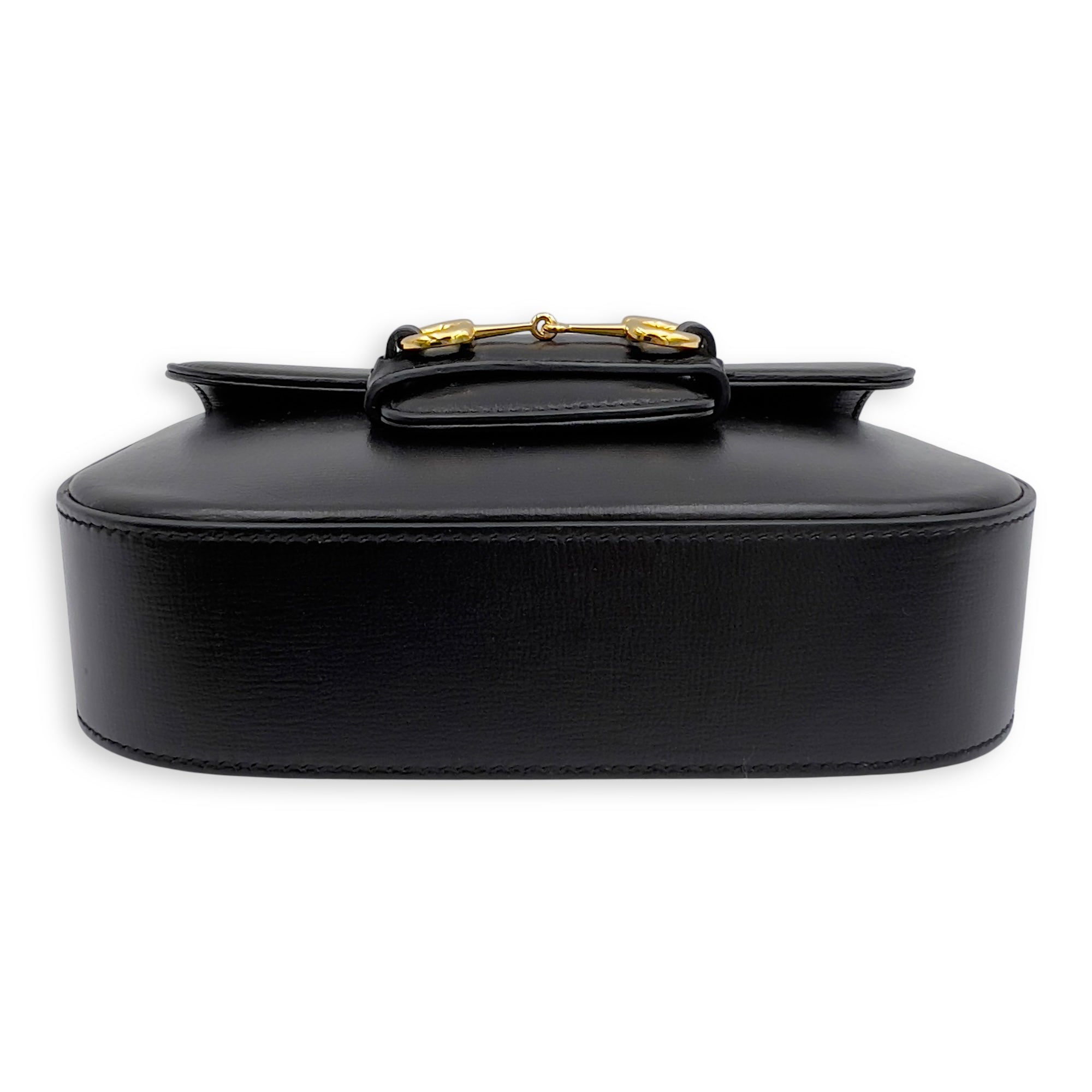 Gucci Horsebit 1955 Mini Black Crossbody Bag in Calfskin, Gold hardware_3