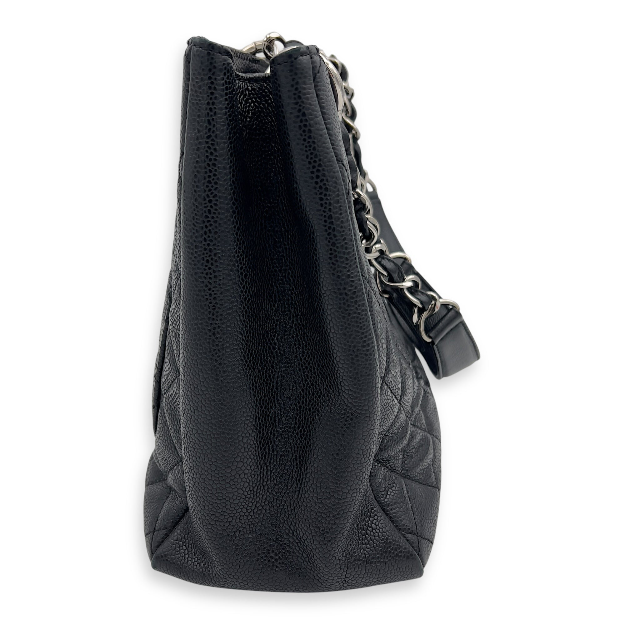 Chanel GST Tote Bag Black in Caviar Leather, Silver hardware_5