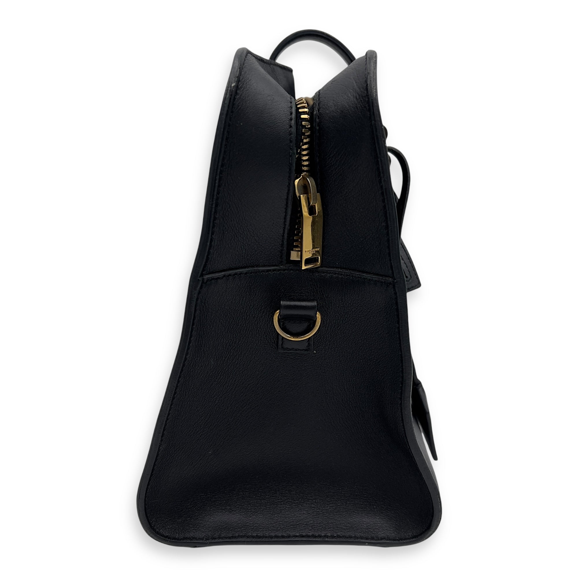 Saint Laurent Cabas Top Handle Bag Black in Calfskin, Gold hardware_5