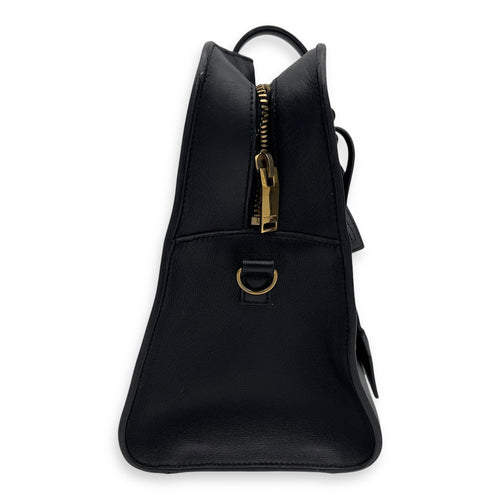 Saint Laurent Cabas Top Handle Bag Black in Calfskin, Gold hardware_5