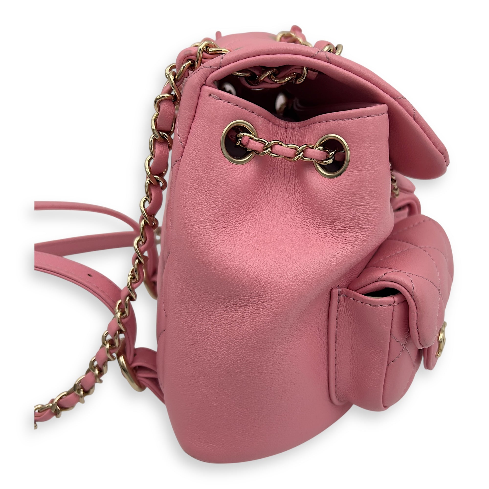 Chanel Duma Pink Backpack in Calfskin, Gold hardware_3