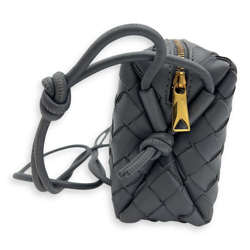 Bottega Veneta Loop Crossbody Bag Grey in Calfskin, Gold hardware_3