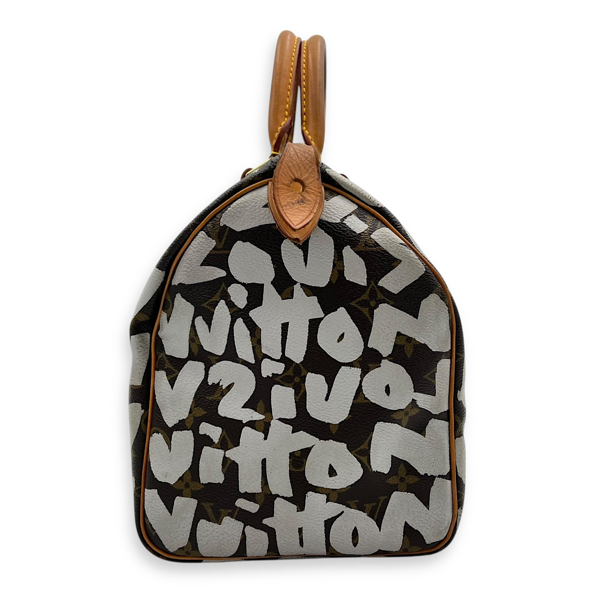 Louis Vuitton Speedy Sprouse Top Handle Bag 30 Brown in Monogram Coated Canvas, Gold hardware_3