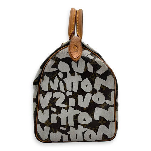 Louis Vuitton Speedy Sprouse Top Handle Bag 30 Brown in Monogram Coated Canvas, Gold hardware_3