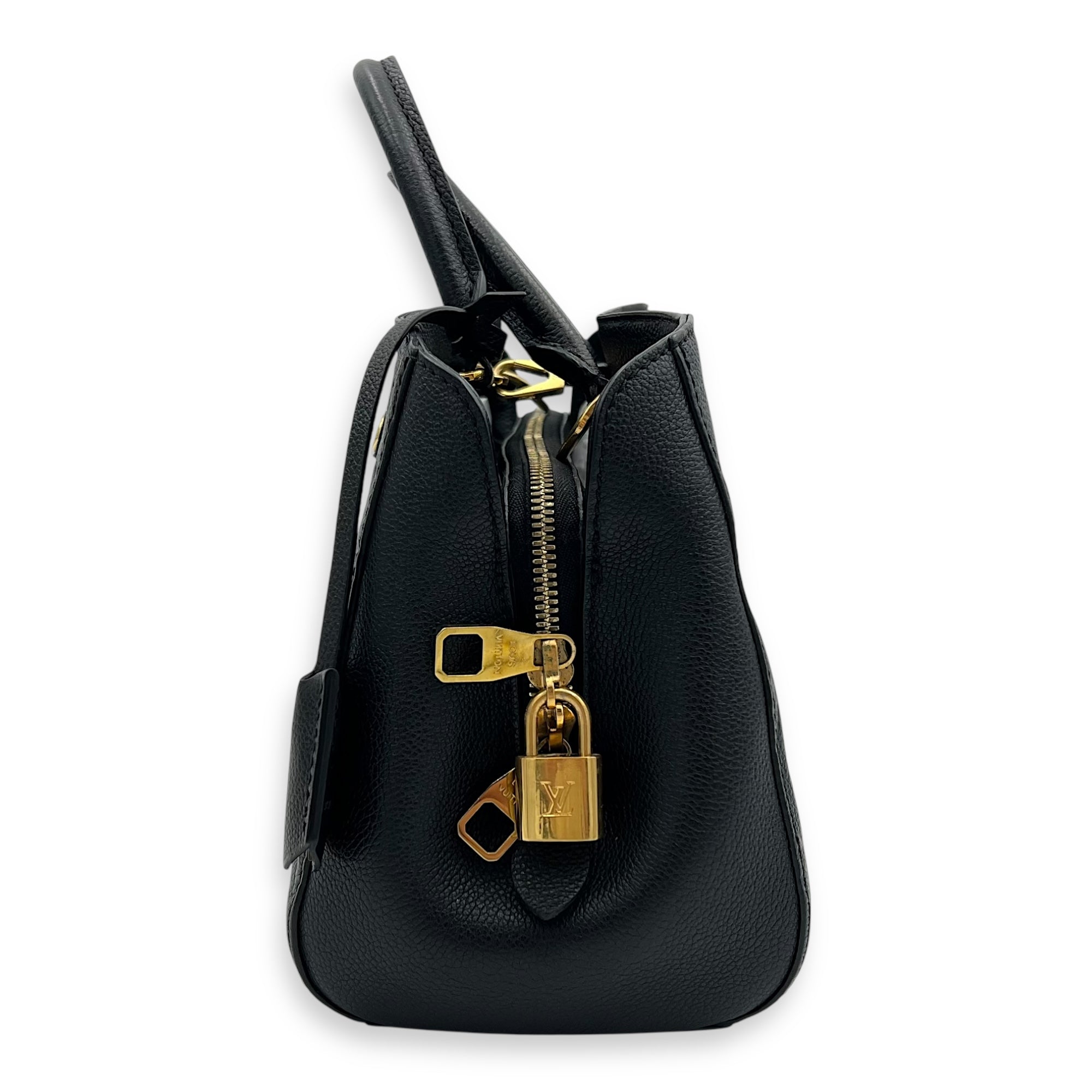 Louis Vuitton Montaigne Top Handle Bag BB Black in Empreinte Leather, Gold hardware_3