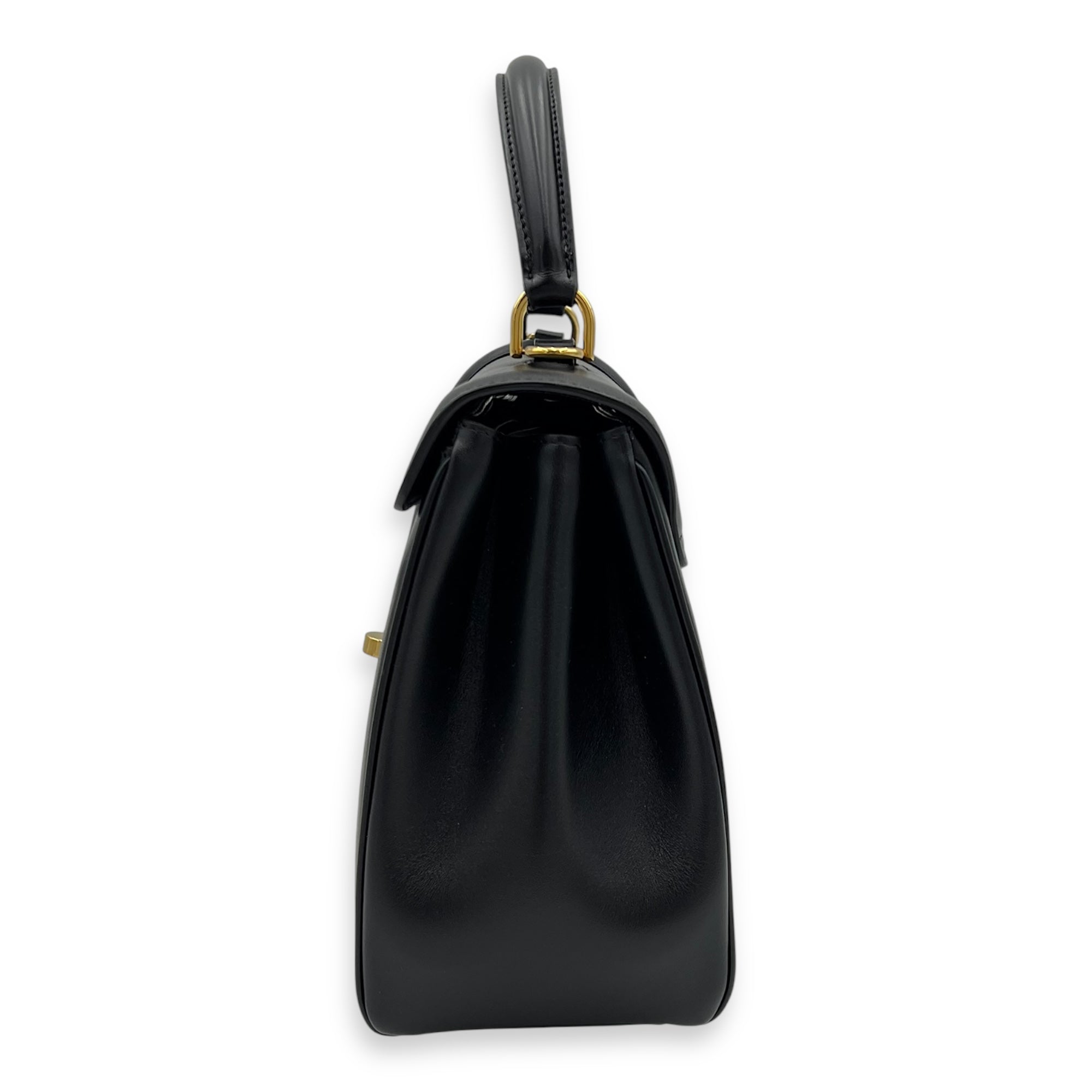 Celine 16 Top Handle Bag Black in Calfskin, Gold hardware_8