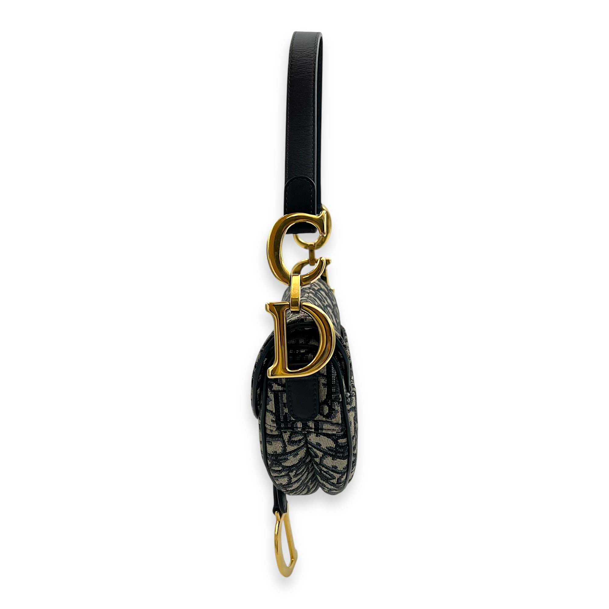 Dior Saddle Shoulder Bag Medium Blue in Jacquard, Gold hardware_3