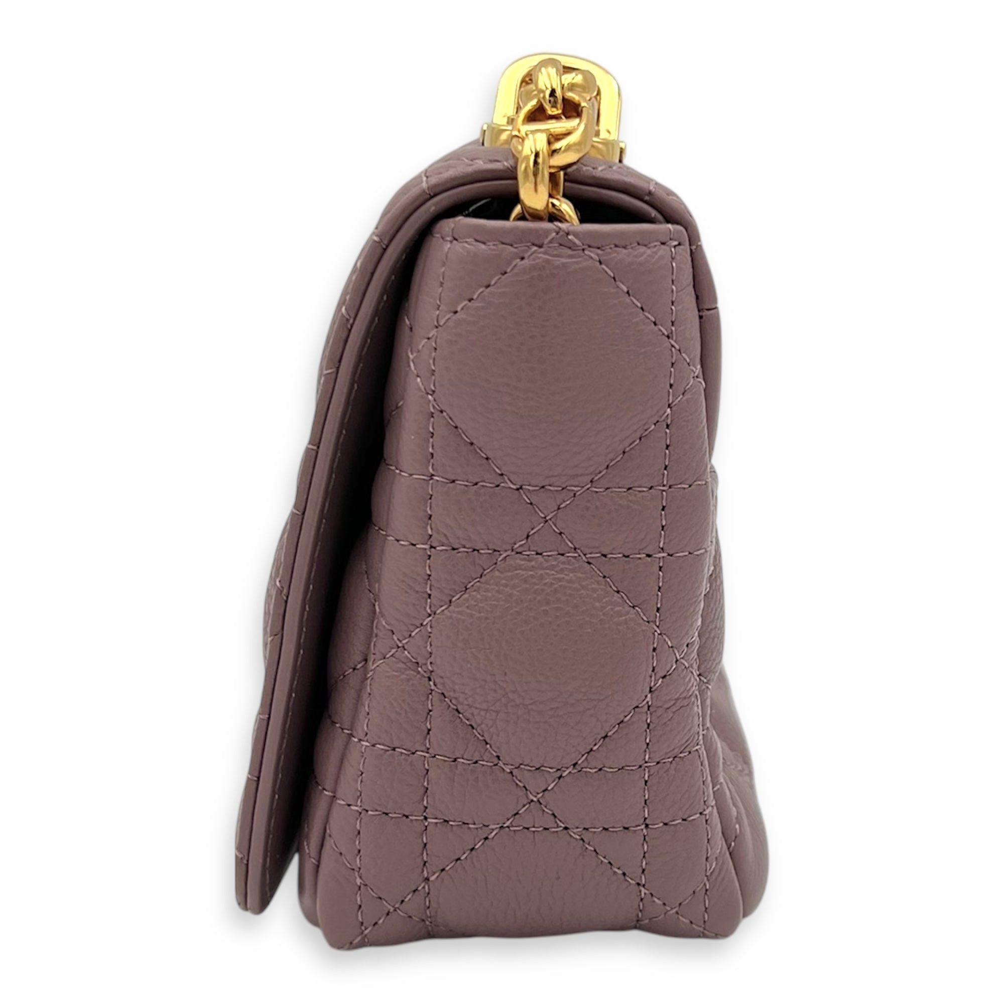 Dior Caro Shoulder Bag Purple in Calfskin, Gold hardware_8