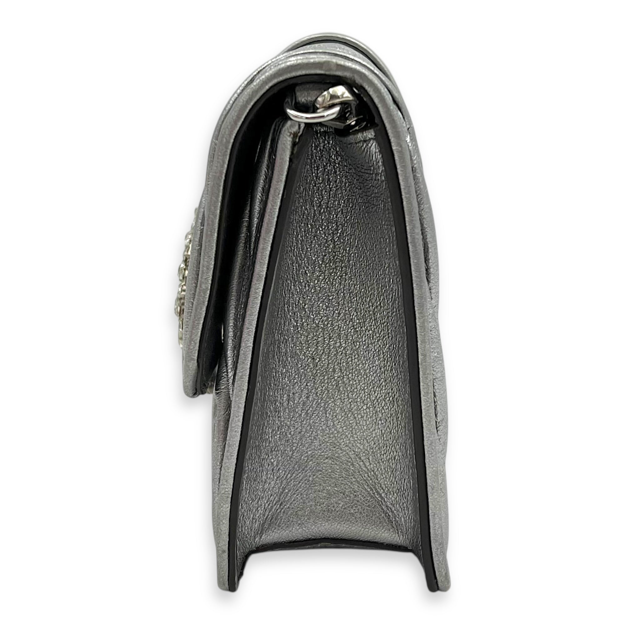 Miu Miu Matelassé Crossbody Bag Silver in Lambskin, Silver hardware_3
