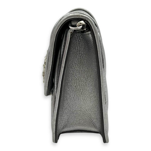 Miu Miu Matelassé Crossbody Bag Silver in Lambskin, Silver hardware_3
