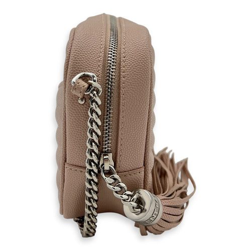 Saint Laurent Lou Shoulder Bag Mini Beige in Caviar Leather, Silver hardware_10