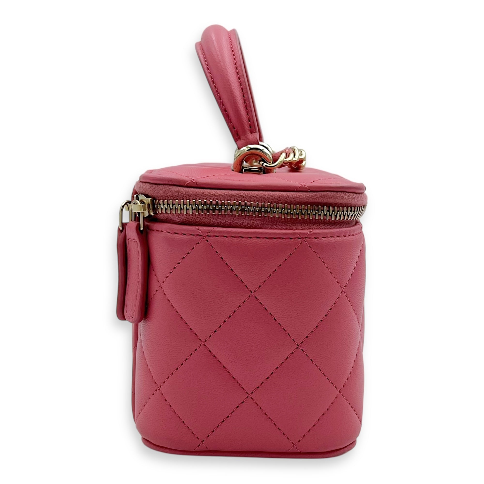 Chanel Vanity Top Handle Bag Pink in Lambskin, Gold hardware_3