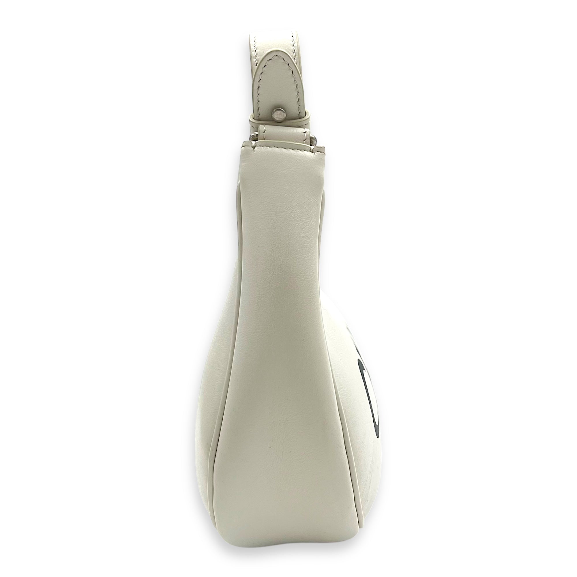 Celine Ava Shoulder Bag White in Calfskin, Silver hardware_3