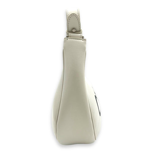Celine Ava Shoulder Bag White in Calfskin, Silver hardware_3