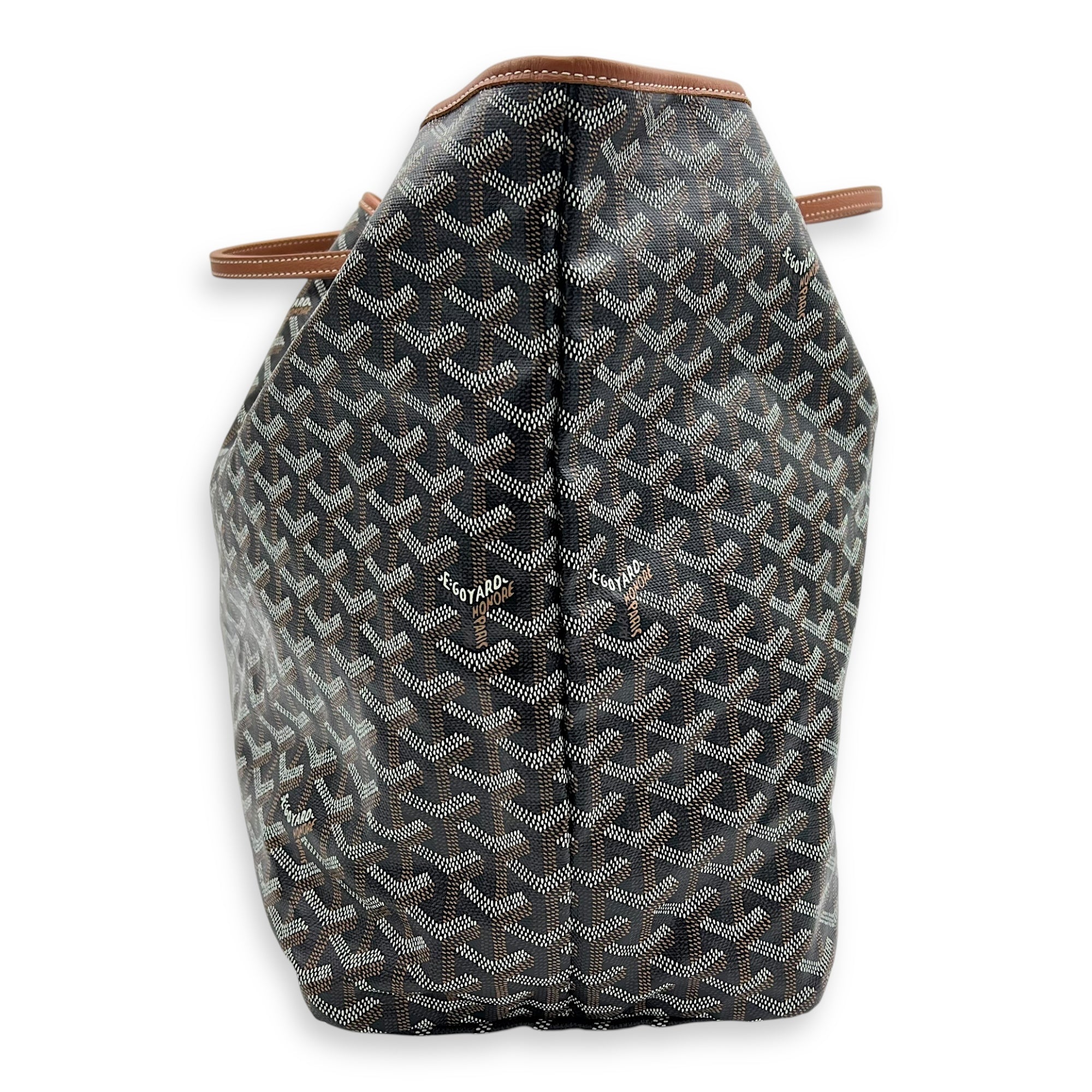 Goyard Saint Louis Tote Bag GM Black in Coated Canvas, Silver hardware_3