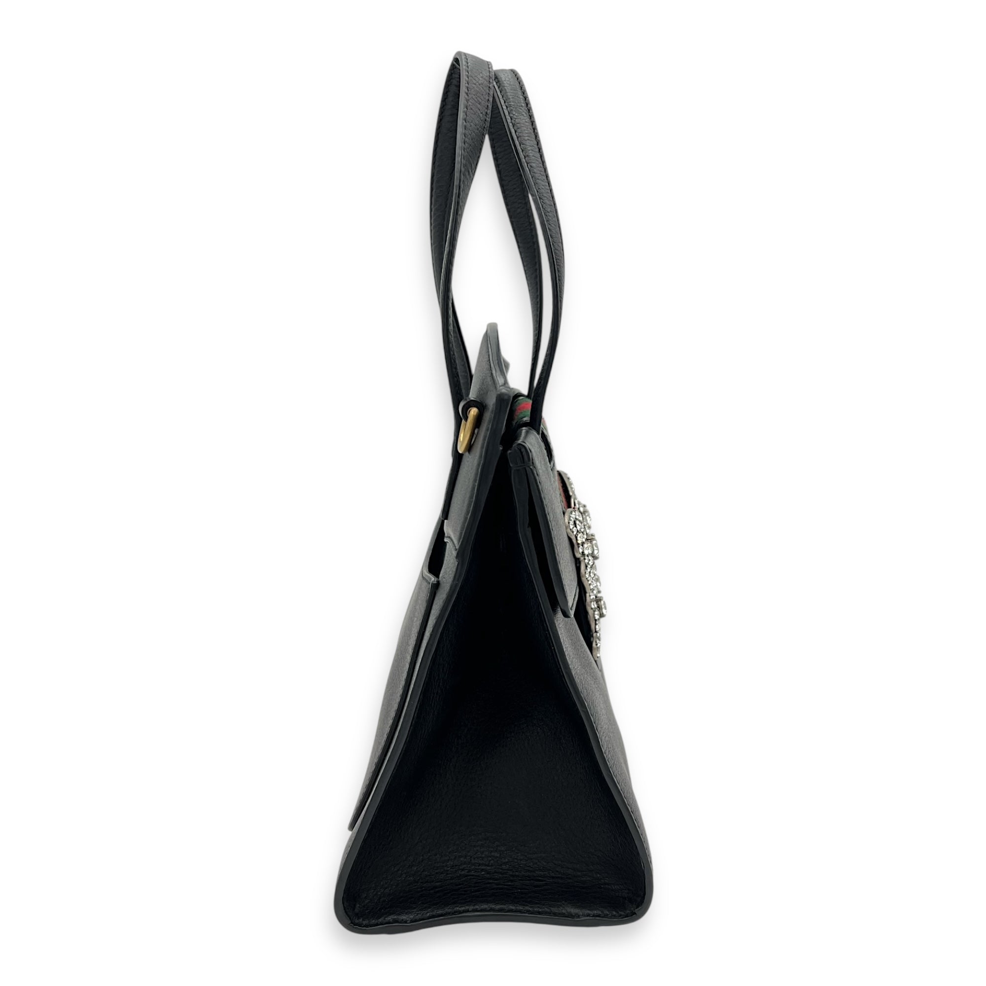 Gucci Sylvie Shoulder Bag Black in Calfskin, Silver hardware_8
