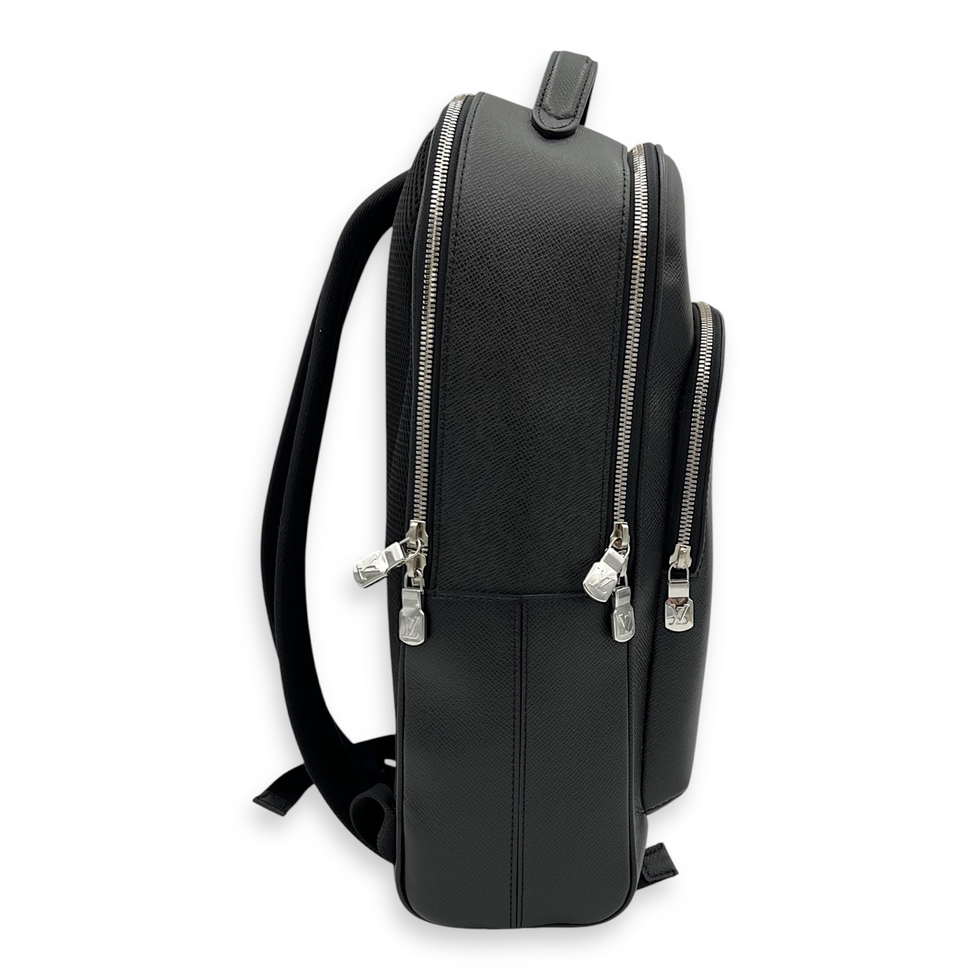 Louis Vuitton Adrian Backpack Black in Taiga Leather, Silver hardware_7