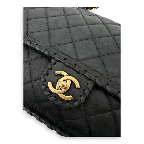 Chanel Happy Stitch CC Black Shoulder Bag in Suede Leather, Gold hardware_13