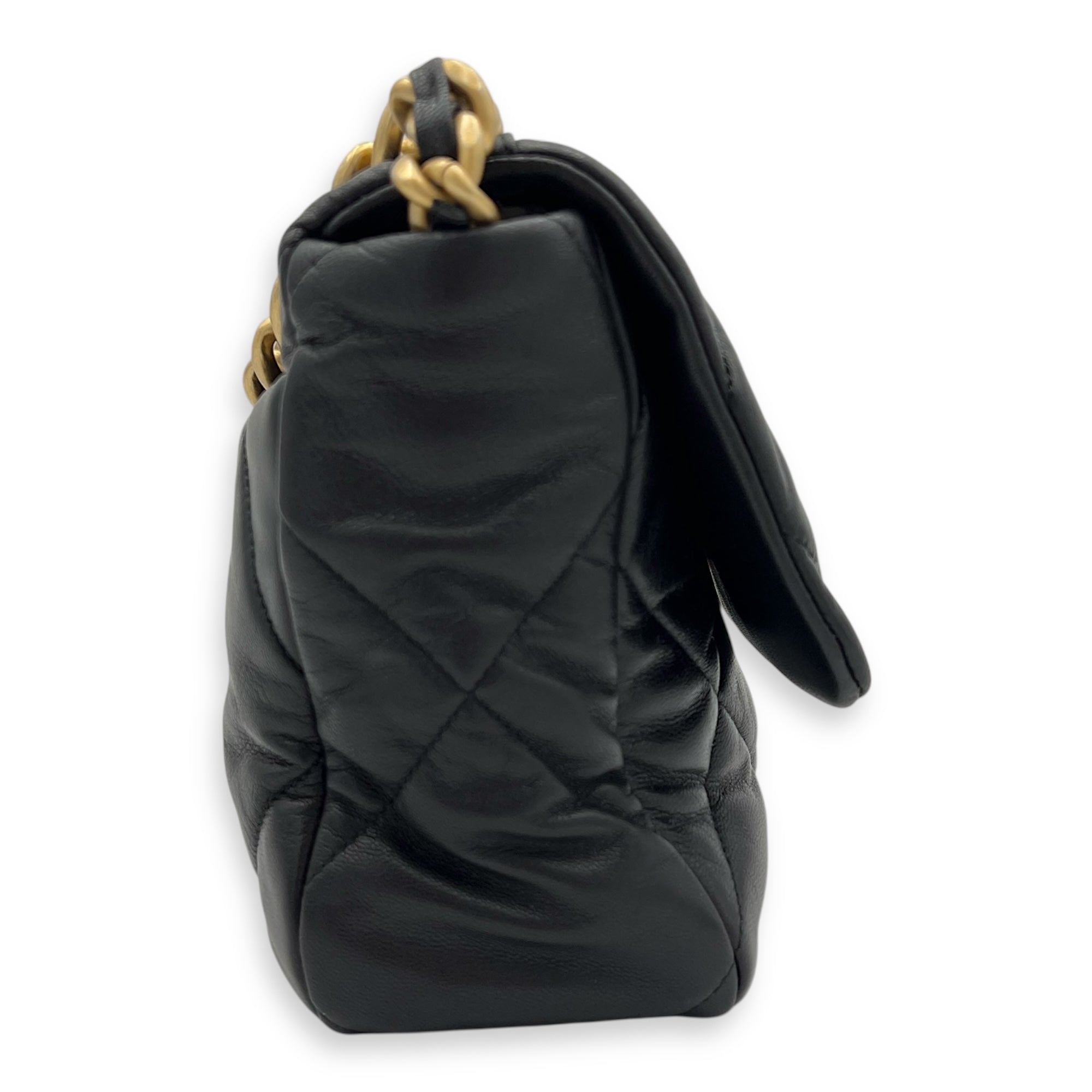 Chanel C19 Large Black Shoulder Bag in Lambskin, Mixed hardware_6