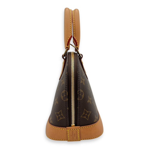 Louis Vuitton Alma BB Brown Top Handle Bag in Monogram Coated Canvas, Gold hardware_8