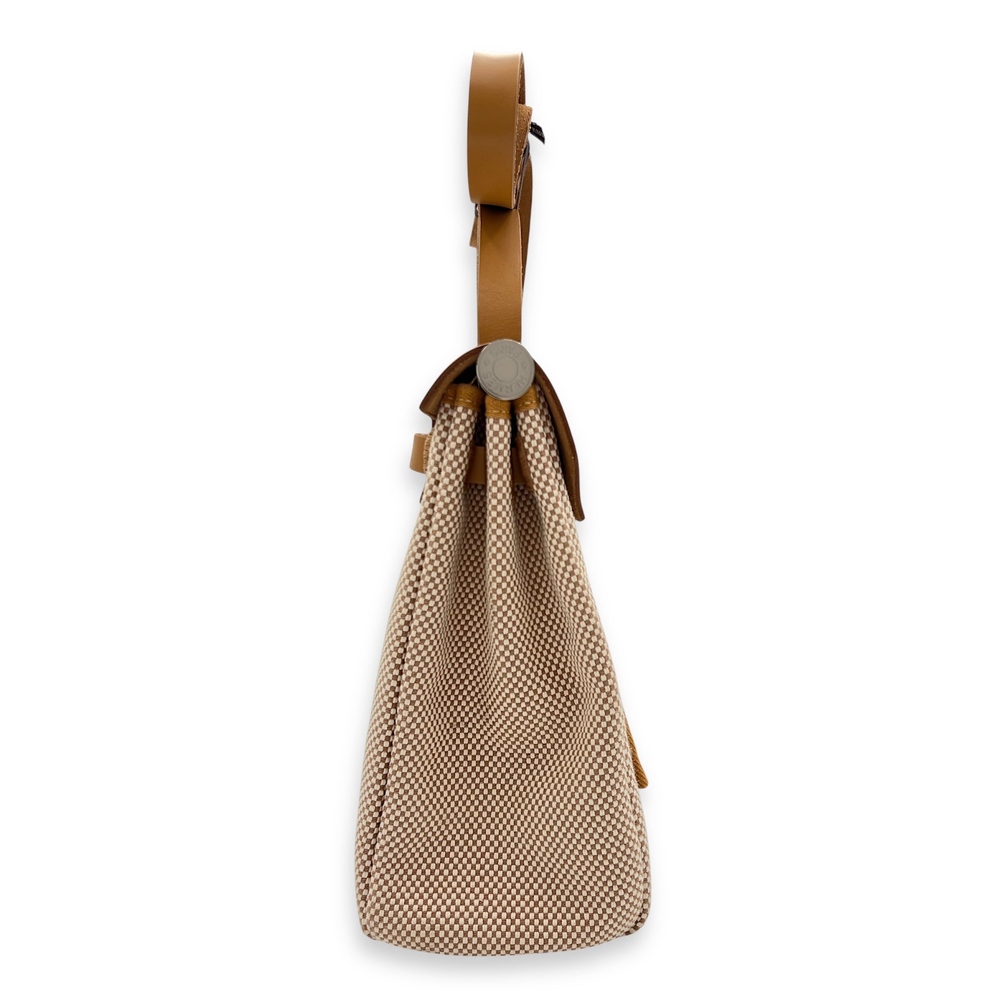 Hermès Herbag 31 Vache Hunter Natural / Sable / Écru Shoulder Bag in Canvas, Palladium hardware_11