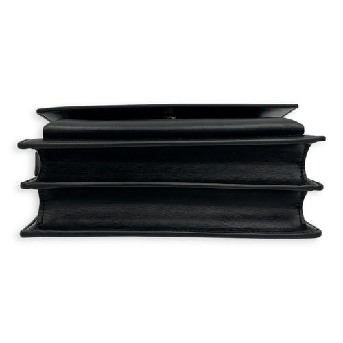 Saint Laurent Sunset Shoulder Bag Black in Calfskin, Gold hardware_5