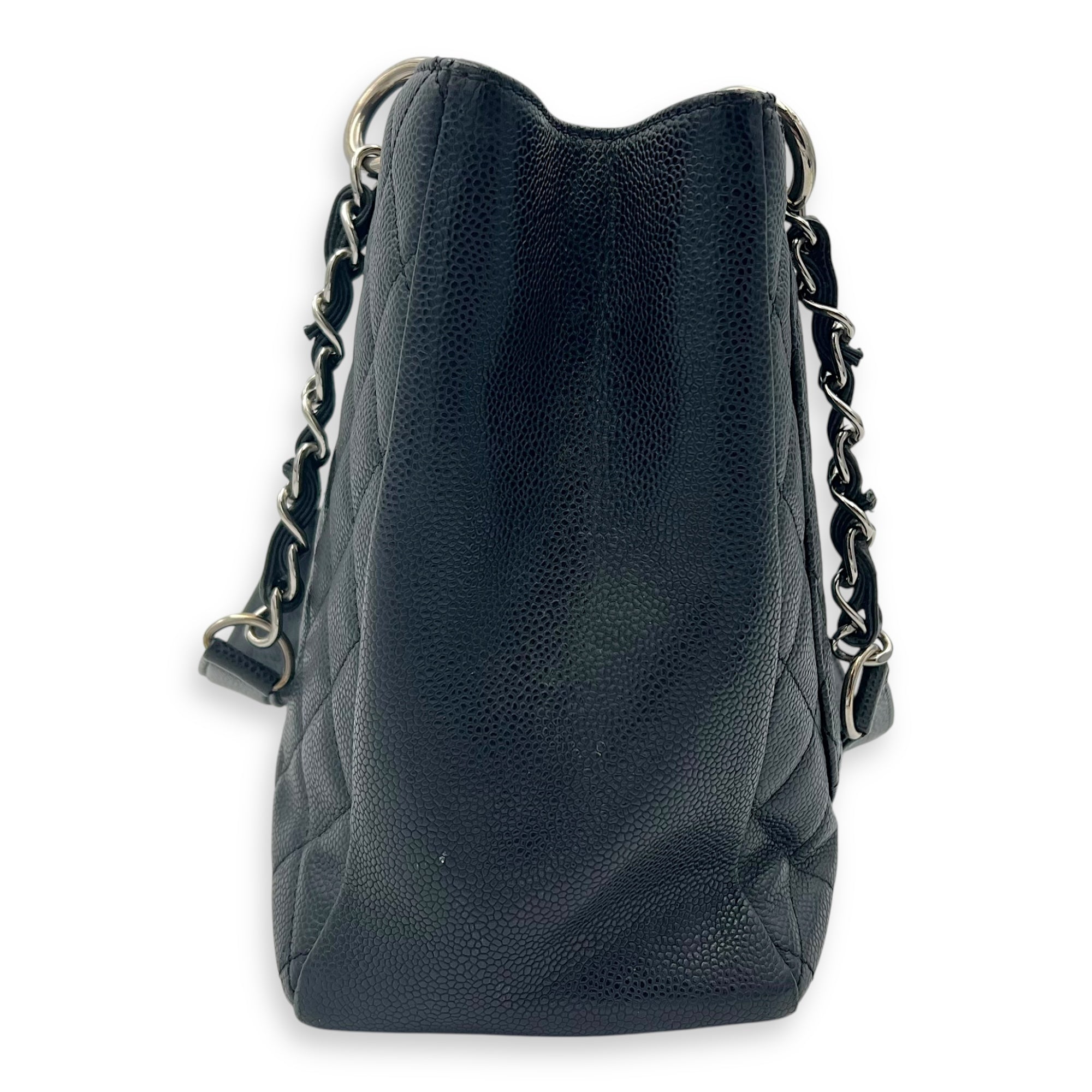 Chanel GST Shoulder Bag Black in Caviar Leather, Silver hardware_3