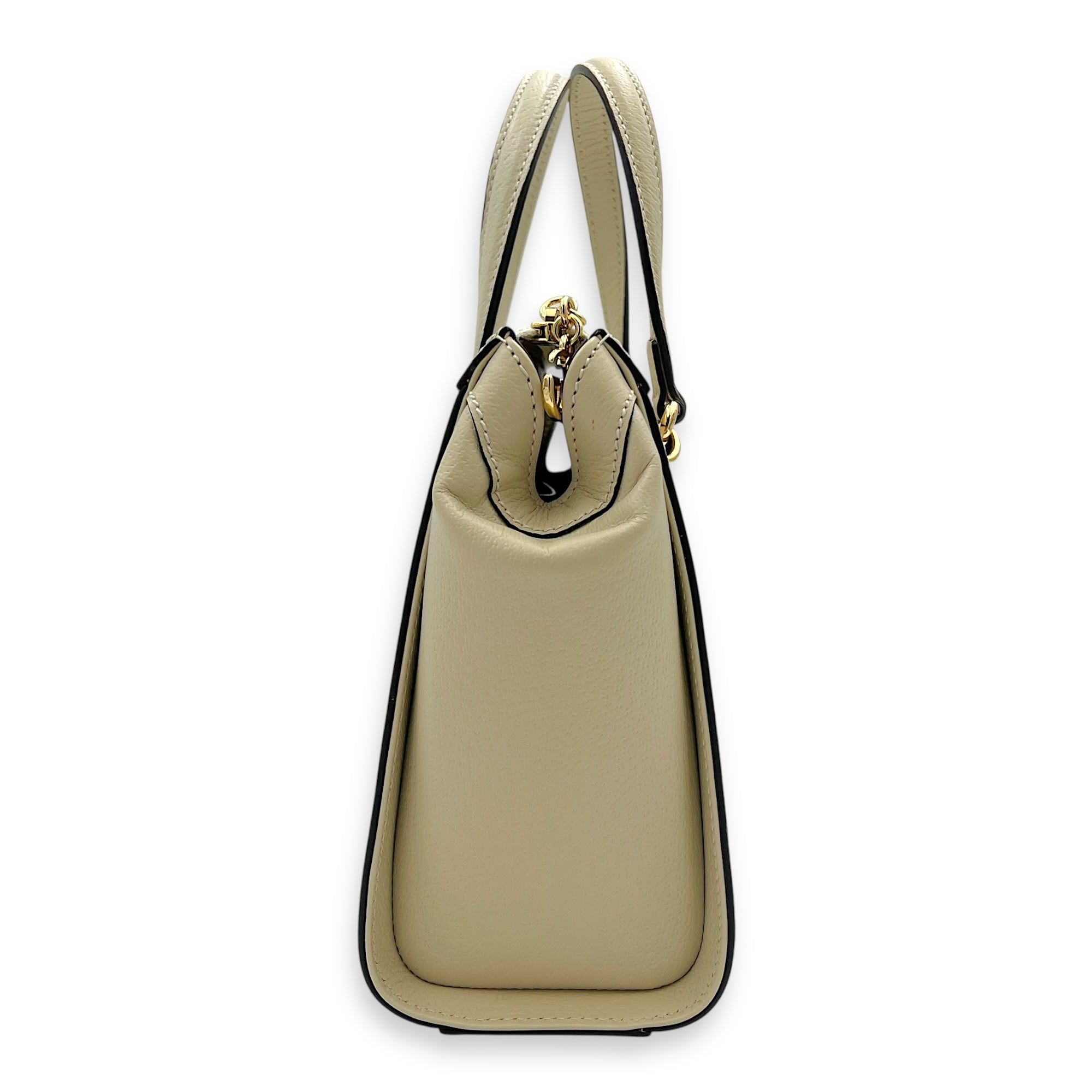 Gucci Ophidia Top Handle Bag White in Calfskin, Gold hardware_3