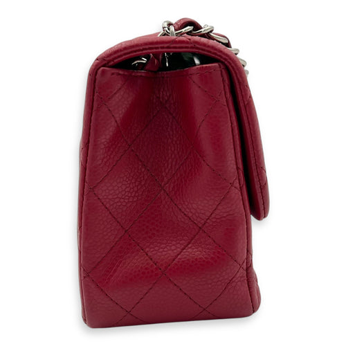 Chanel CC Mini Square Shoulder Bag Red in Caviar Leather, Silver hardware_3