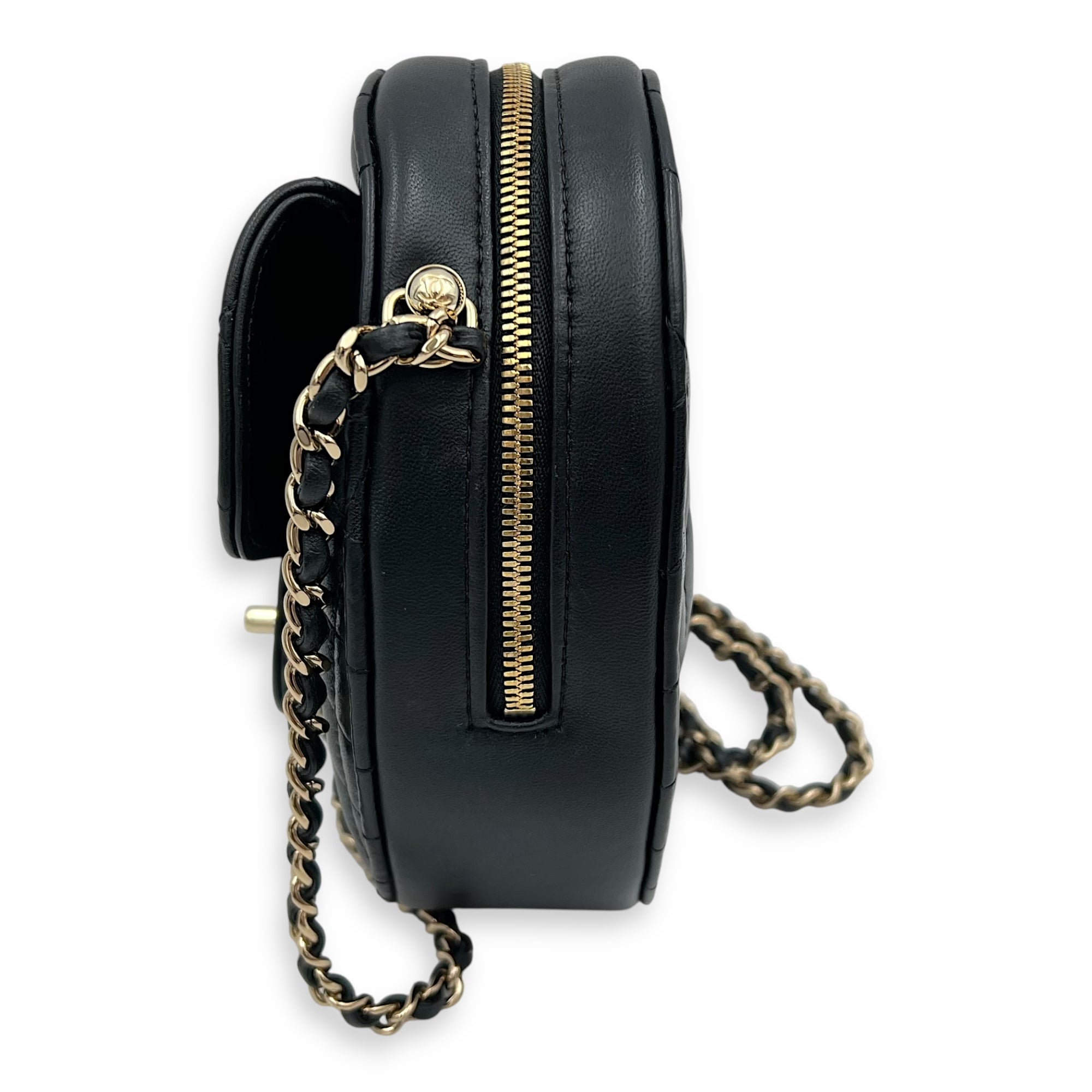 Chanel Heart  Crossbody Bag Black in Lambskin, Gold hardware_3