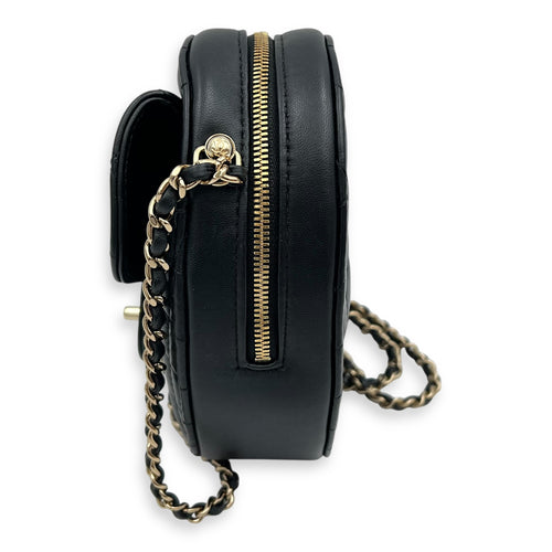 Chanel Heart  Crossbody Bag Black in Lambskin, Gold hardware_3