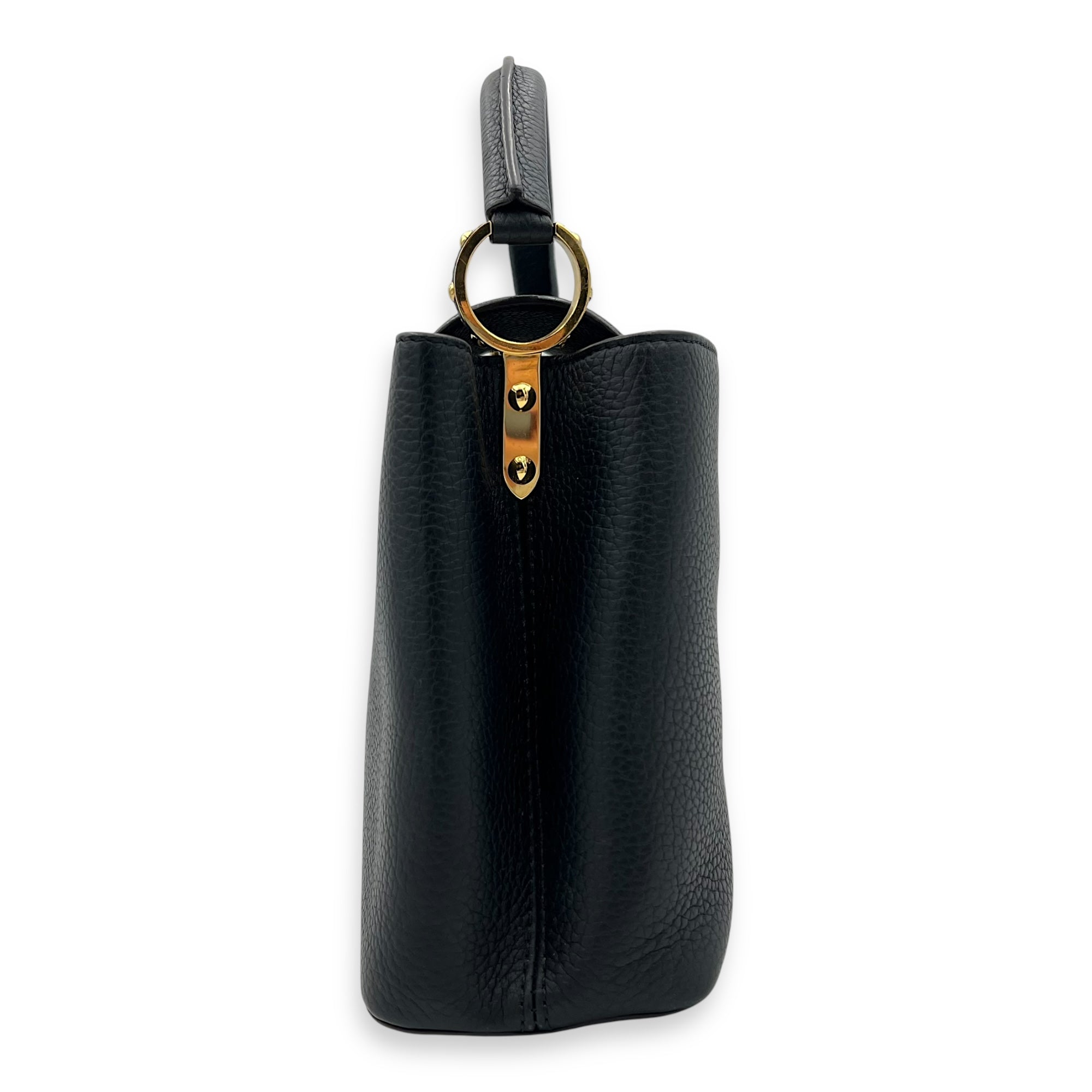 Louis Vuitton Capucines Top Handle Bag Black in Calfskin, Gold hardware_3