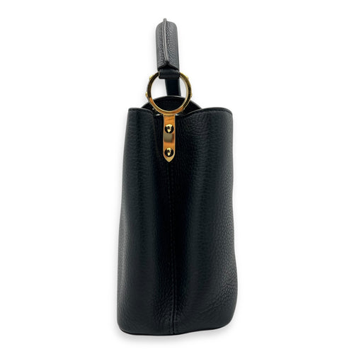 Louis Vuitton Capucines Top Handle Bag Black in Calfskin, Gold hardware_3