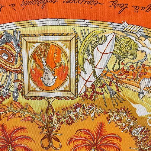 Hermès Per Astra Ad Astra Orange Scarf in Silk_3