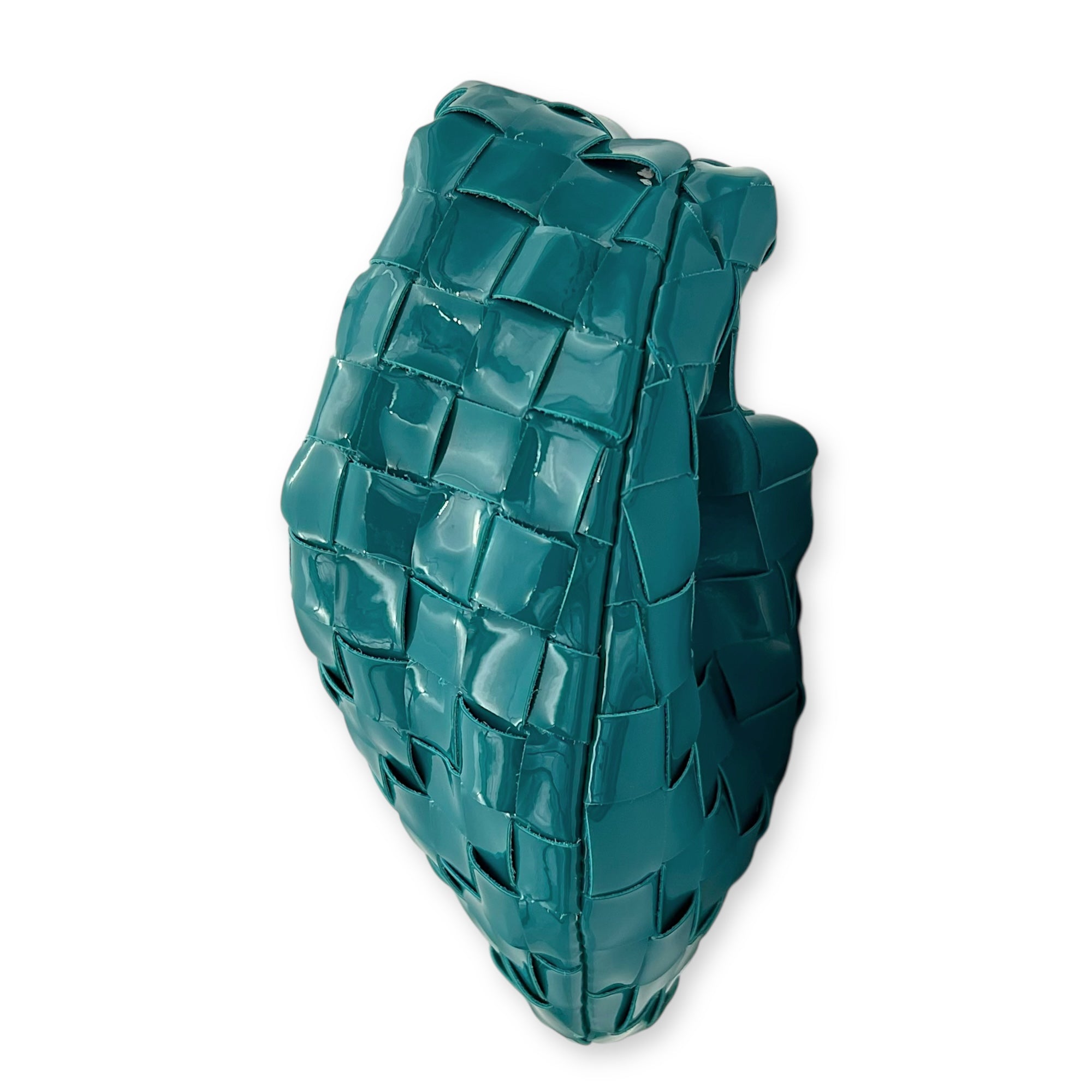 Bottega Veneta Jodie Top Handle Bag Blue in Patent Leather, Silver hardware_3