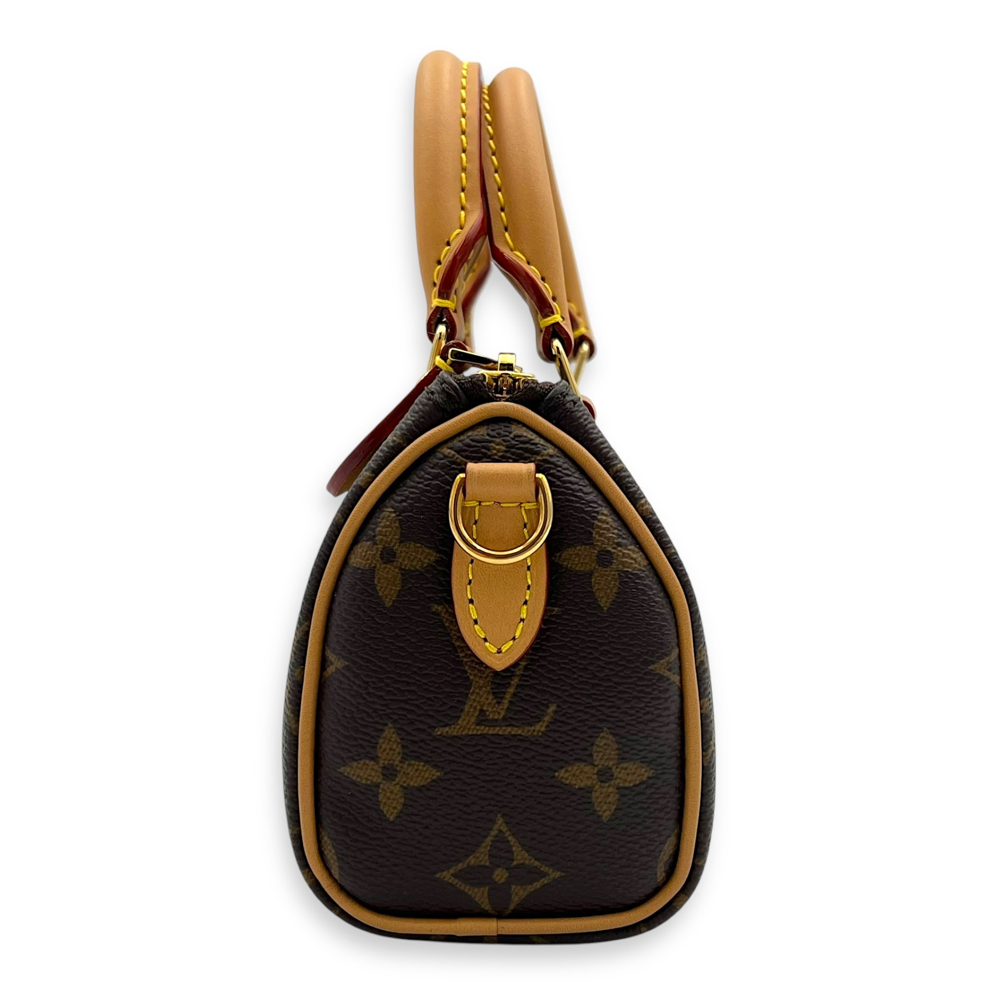 Louis Vuitton Speedy Top Handle Bag Nano Brown in Monogram Coated Canvas, Gold hardware_3