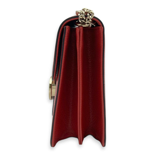 Gucci Interlocking G Shoulder Bag Red in Calfskin, Gold hardware_3