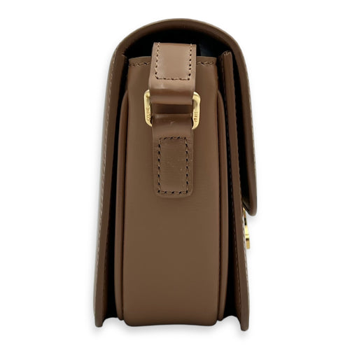 Celine Triomphe Shoulder Bag Brown in Calfskin, Gold hardware_3