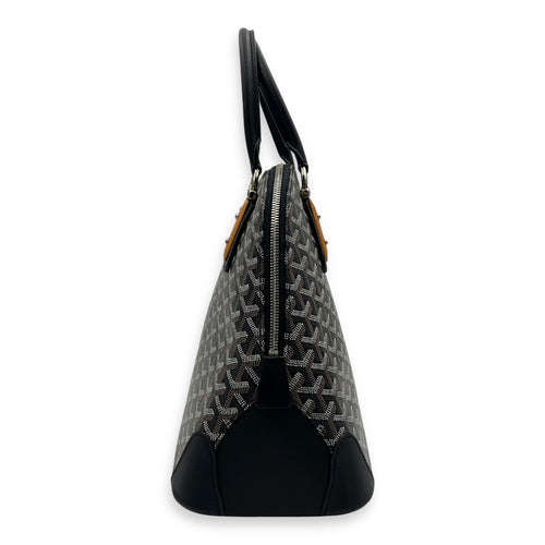 Goyard Vendome Top Handle Bag Black in Coated Canvas, Silver hardware_3