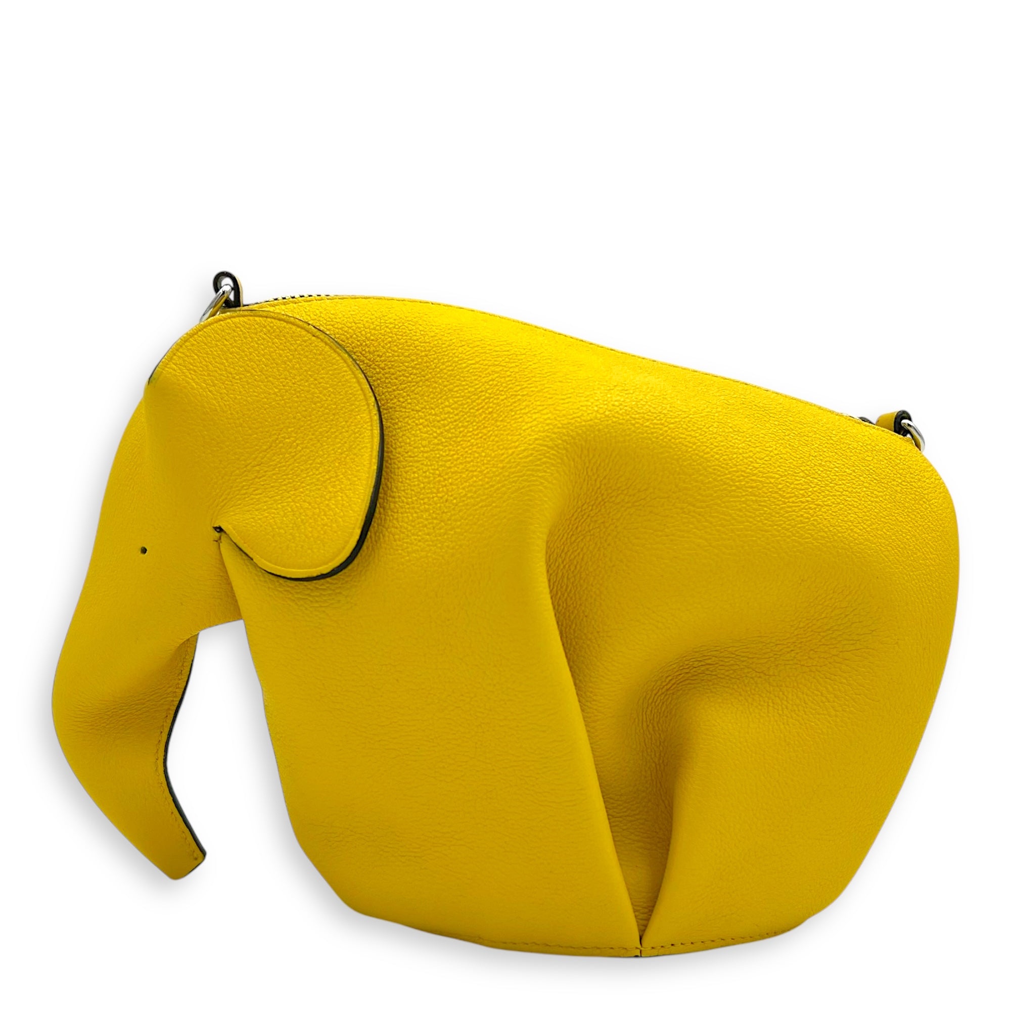 Loewe Elephant Crossbody Bag Yellow in Calfskin, Silver hardware_1