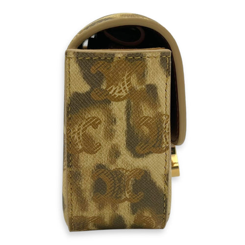 Celine Claude Mini Brown Crossbody Bag in Coated Canvas, Gold hardware_3