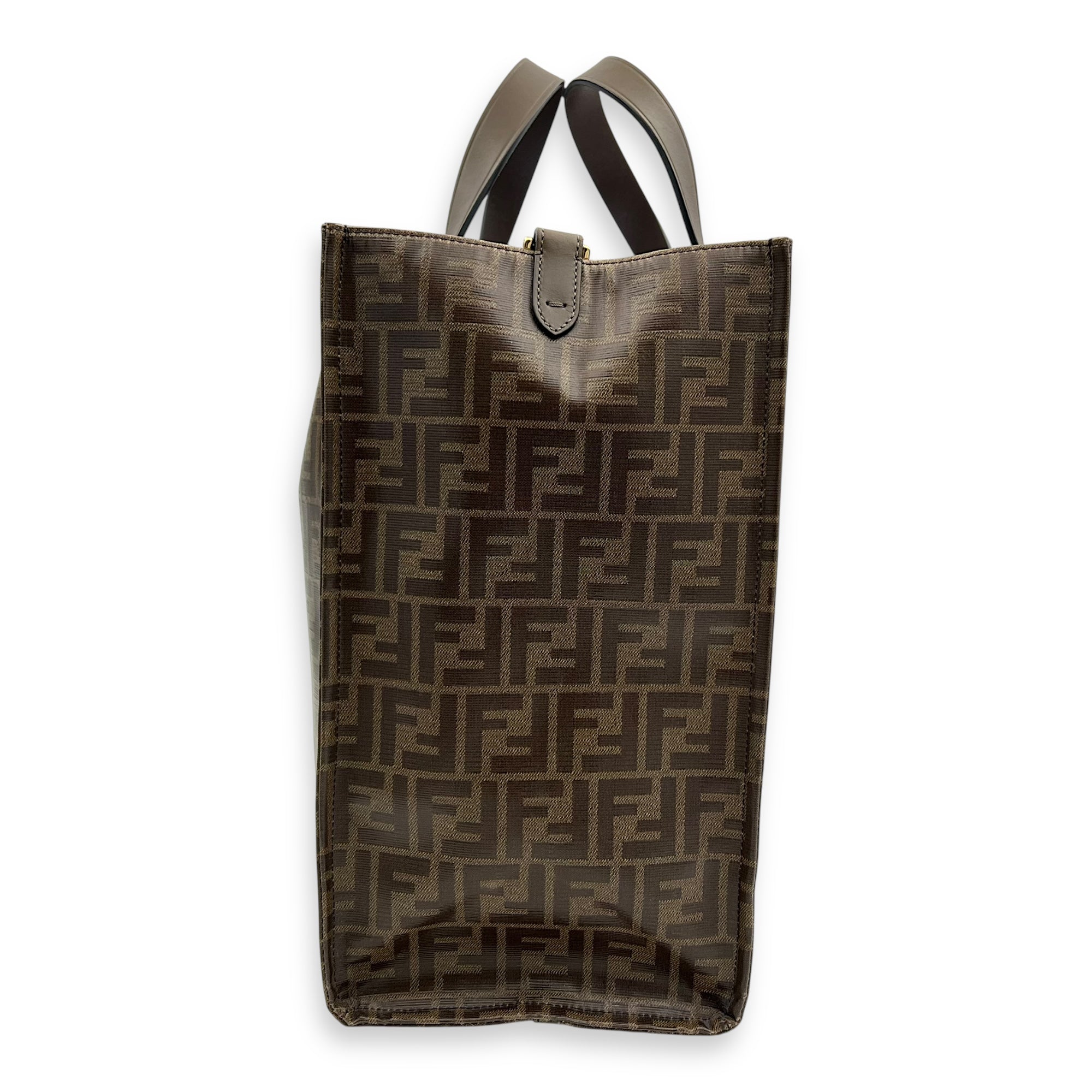 Fendi FF x Fila Tote Bag Brown in Coated Canvas, Gold hardware_3