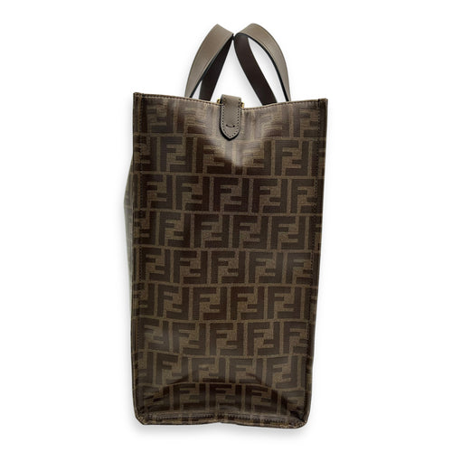 Fendi FF x Fila Tote Bag Brown in Coated Canvas, Gold hardware_3