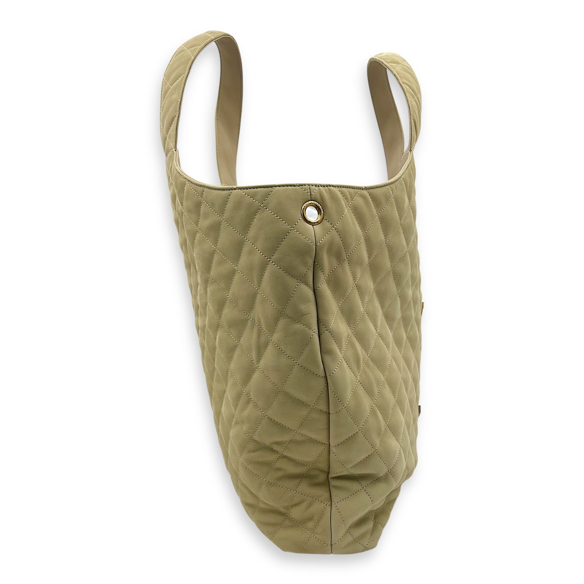 Saint Laurent ICare Tote Bag Beige in Nubuck suede, Gold hardware_3