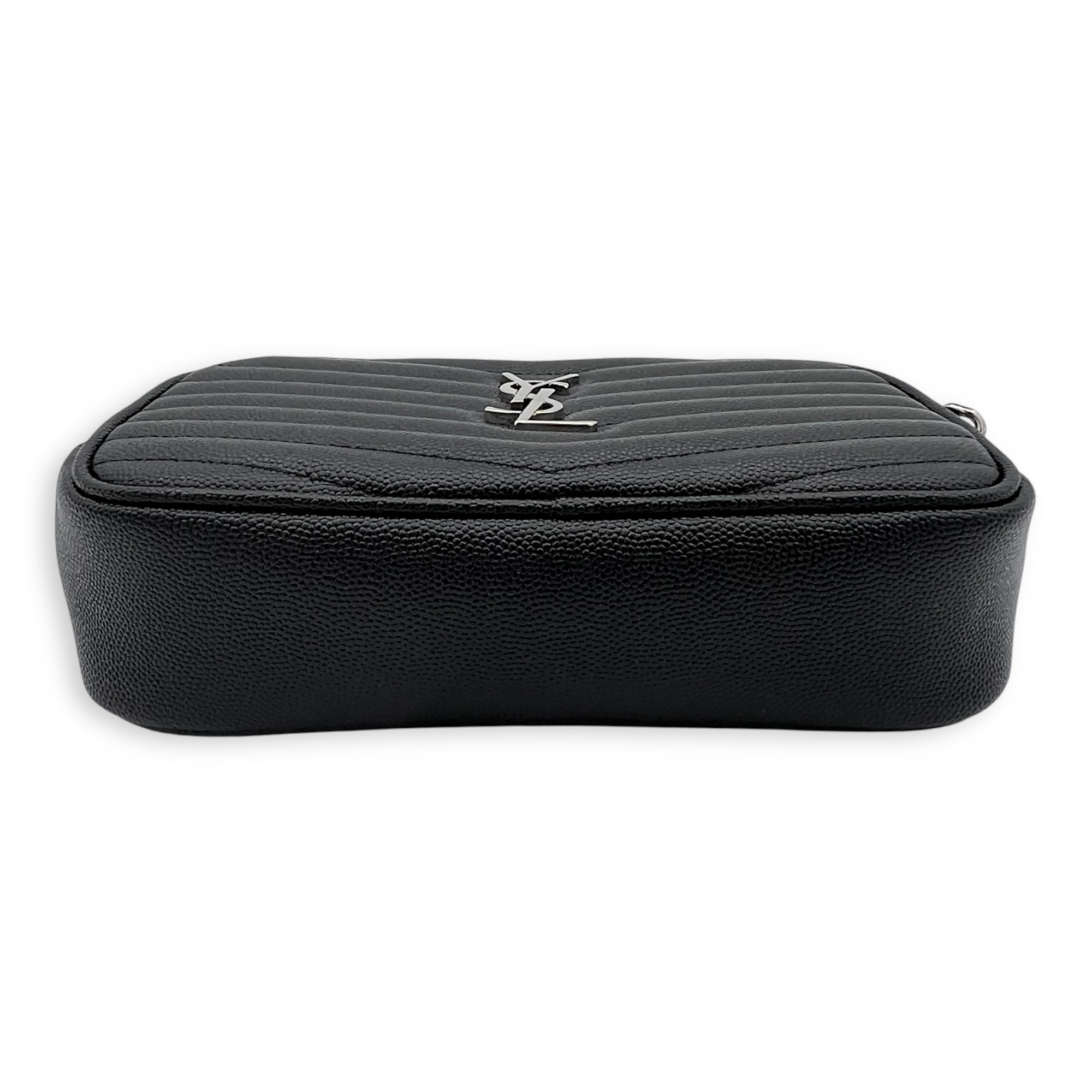 Saint Laurent Camera Crossbody Bag Black in Calfskin, Silver hardware_7