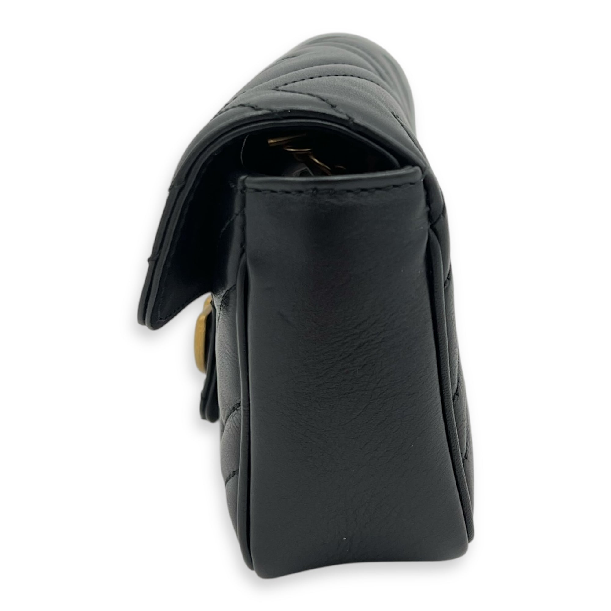 Gucci GG Marmont Crossbody Bag Black in Calfskin, Gold hardware_10